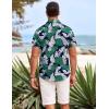 imageCOOFANDY Mens Hawaiian Shirts Short Sleeve Casual Button Down Beach Vacation Summer ShirtNavy Bluegreen White Leaf
