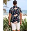 imageCOOFANDY Mens Hawaiian Shirts Short Sleeve Casual Button Down Beach Vacation Summer ShirtNavy Bluetropical Floral