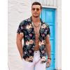 imageCOOFANDY Mens Hawaiian Shirts Short Sleeve Casual Button Down Beach Vacation Summer ShirtNavy Bluetropical Floral