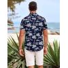 imageCOOFANDY Mens Hawaiian Shirts Short Sleeve Casual Button Down Beach Vacation Summer ShirtNavy Bluewhite Tree