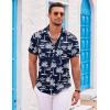 imageCOOFANDY Mens Hawaiian Shirts Short Sleeve Casual Button Down Beach Vacation Summer ShirtNavy Bluewhite Tree