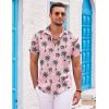 imageCOOFANDY Mens Hawaiian Shirts Short Sleeve Casual Button Down Beach Vacation Summer ShirtPinkcoconut Tree