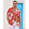 imageCOOFANDY Mens Hawaiian Shirts Short Sleeve Casual Button Down Beach Vacation Summer ShirtRedwhite Floral
