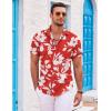 imageCOOFANDY Mens Hawaiian Shirts Short Sleeve Casual Button Down Beach Vacation Summer ShirtRedwhite Floral