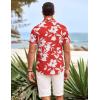 imageCOOFANDY Mens Hawaiian Shirts Short Sleeve Casual Button Down Beach Vacation Summer ShirtRedwhite Floral