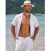 imageCOOFANDY Mens Knit Short Sleeve Shirt Casual Button Down Shirt Vintage Fashion Polo Shirts Crochet Summer Beach ShirtsAwhite