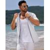 imageCOOFANDY Mens Knit Short Sleeve Shirt Casual Button Down Shirt Vintage Fashion Polo Shirts Crochet Summer Beach ShirtsAwhite