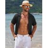 imageCOOFANDY Mens Knit Short Sleeve Shirt Casual Button Down Shirt Vintage Fashion Polo Shirts Crochet Summer Beach ShirtsBlack