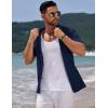 imageCOOFANDY Mens Knit Short Sleeve Shirt Casual Button Down Shirt Vintage Fashion Polo Shirts Crochet Summer Beach ShirtsBlueviolet