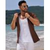 imageCOOFANDY Mens Knit Short Sleeve Shirt Casual Button Down Shirt Vintage Fashion Polo Shirts Crochet Summer Beach ShirtsBrown