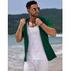 imageCOOFANDY Mens Knit Short Sleeve Shirt Casual Button Down Shirt Vintage Fashion Polo Shirts Crochet Summer Beach ShirtsEvergreen