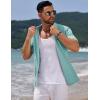 imageCOOFANDY Mens Knit Short Sleeve Shirt Casual Button Down Shirt Vintage Fashion Polo Shirts Crochet Summer Beach ShirtsIce Green