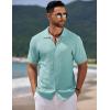 imageCOOFANDY Mens Knit Short Sleeve Shirt Casual Button Down Shirt Vintage Fashion Polo Shirts Crochet Summer Beach ShirtsIce Green