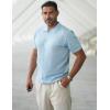 imageCOOFANDY Mens Knit Short Sleeve Shirt Casual Button Down Shirt Vintage Fashion Polo Shirts Crochet Summer Beach ShirtsLight Blue