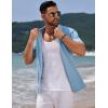 imageCOOFANDY Mens Knit Short Sleeve Shirt Casual Button Down Shirt Vintage Fashion Polo Shirts Crochet Summer Beach ShirtsLight Blue