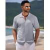 imageCOOFANDY Mens Knit Short Sleeve Shirt Casual Button Down Shirt Vintage Fashion Polo Shirts Crochet Summer Beach ShirtsLight Grey