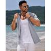 imageCOOFANDY Mens Knit Short Sleeve Shirt Casual Button Down Shirt Vintage Fashion Polo Shirts Crochet Summer Beach ShirtsLight Grey