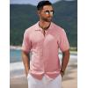 imageCOOFANDY Mens Knit Short Sleeve Shirt Casual Button Down Shirt Vintage Fashion Polo Shirts Crochet Summer Beach ShirtsPink