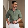 imageCOOFANDY Mens Long Sleeve Button Down Shirt Wrinkle Free Untucked Dress Shirt Casual Denim ShirtArmy Green