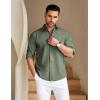 imageCOOFANDY Mens Long Sleeve Button Down Shirt Wrinkle Free Untucked Dress Shirt Casual Denim ShirtArmy Green