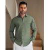 imageCOOFANDY Mens Long Sleeve Button Down Shirt Wrinkle Free Untucked Dress Shirt Casual Denim ShirtArmy Green