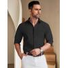 imageCOOFANDY Mens Long Sleeve Button Down Shirt Wrinkle Free Untucked Dress Shirt Casual Denim ShirtBlack