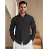 imageCOOFANDY Mens Long Sleeve Button Down Shirt Wrinkle Free Untucked Dress Shirt Casual Denim ShirtBlack