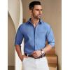 imageCOOFANDY Mens Long Sleeve Button Down Shirt Wrinkle Free Untucked Dress Shirt Casual Denim ShirtBlue