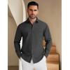 imageCOOFANDY Mens Long Sleeve Button Down Shirt Wrinkle Free Untucked Dress Shirt Casual Denim ShirtDark Grey