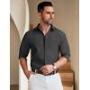 imageCOOFANDY Mens Long Sleeve Button Down Shirt Wrinkle Free Untucked Dress Shirt Casual Denim ShirtDark Grey