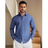 imageCOOFANDY Mens Long Sleeve Button Down Shirt Wrinkle Free Untucked Dress Shirt Casual Denim ShirtDeep Blue