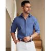 imageCOOFANDY Mens Long Sleeve Button Down Shirt Wrinkle Free Untucked Dress Shirt Casual Denim ShirtDeep Blue