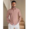 imageCOOFANDY Mens Long Sleeve Button Down Shirt Wrinkle Free Untucked Dress Shirt Casual Denim ShirtDusty Pink