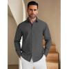 imageCOOFANDY Mens Long Sleeve Button Down Shirt Wrinkle Free Untucked Dress Shirt Casual Denim ShirtGrey