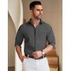 imageCOOFANDY Mens Long Sleeve Button Down Shirt Wrinkle Free Untucked Dress Shirt Casual Denim ShirtGrey