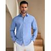 imageCOOFANDY Mens Long Sleeve Button Down Shirt Wrinkle Free Untucked Dress Shirt Casual Denim ShirtLight Blue