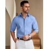 imageCOOFANDY Mens Long Sleeve Button Down Shirt Wrinkle Free Untucked Dress Shirt Casual Denim ShirtLight Blue