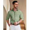 imageCOOFANDY Mens Long Sleeve Button Down Shirt Wrinkle Free Untucked Dress Shirt Casual Denim ShirtLight Green