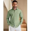 imageCOOFANDY Mens Long Sleeve Button Down Shirt Wrinkle Free Untucked Dress Shirt Casual Denim ShirtLight Green