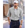 imageCOOFANDY Mens Long Sleeve Button Down Shirt Wrinkle Free Untucked Dress Shirt Casual Denim ShirtLight Grey