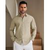 imageCOOFANDY Mens Long Sleeve Button Down Shirt Wrinkle Free Untucked Dress Shirt Casual Denim ShirtLight Khaki