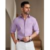 imageCOOFANDY Mens Long Sleeve Button Down Shirt Wrinkle Free Untucked Dress Shirt Casual Denim ShirtLight Purple