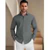 imageCOOFANDY Mens Long Sleeve Button Down Shirt Wrinkle Free Untucked Dress Shirt Casual Denim ShirtMedium Grey