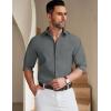 imageCOOFANDY Mens Long Sleeve Button Down Shirt Wrinkle Free Untucked Dress Shirt Casual Denim ShirtMedium Grey
