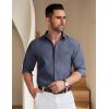 imageCOOFANDY Mens Long Sleeve Button Down Shirt Wrinkle Free Untucked Dress Shirt Casual Denim ShirtNavy Blue