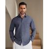 imageCOOFANDY Mens Long Sleeve Button Down Shirt Wrinkle Free Untucked Dress Shirt Casual Denim ShirtNavy Blue