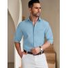 imageCOOFANDY Mens Long Sleeve Button Down Shirt Wrinkle Free Untucked Dress Shirt Casual Denim ShirtSky Blue