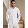 imageCOOFANDY Mens Long Sleeve Button Down Shirt Wrinkle Free Untucked Dress Shirt Casual Denim ShirtWhite