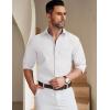 imageCOOFANDY Mens Long Sleeve Button Down Shirt Wrinkle Free Untucked Dress Shirt Casual Denim ShirtWhite