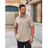 imageCOOFANDY Mens Short Sleeve Button Down Shirts Casual Dress Shirts for Men Untucked Shirt with PocketBeige